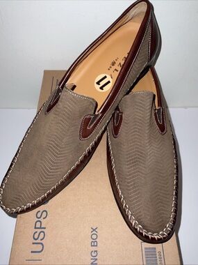 MEZLAN PASQUALE BROWN EMBOSSED NUBUCK CALFSKIN MADE IN SPAIN SIZE 11 NEW